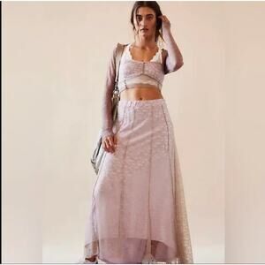Free People Shape of you lilac lace 2 piece skirt set